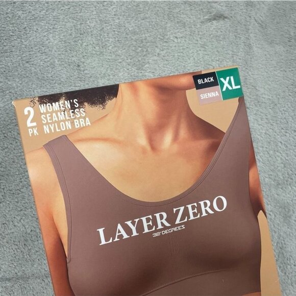 Layer Zero 2 Pack Womens Seamless Nylon Bra Black/Sienna XL d1017 - Picture 2 of 5